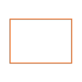 Orange træramme i landskabsformat med sort baggrund.