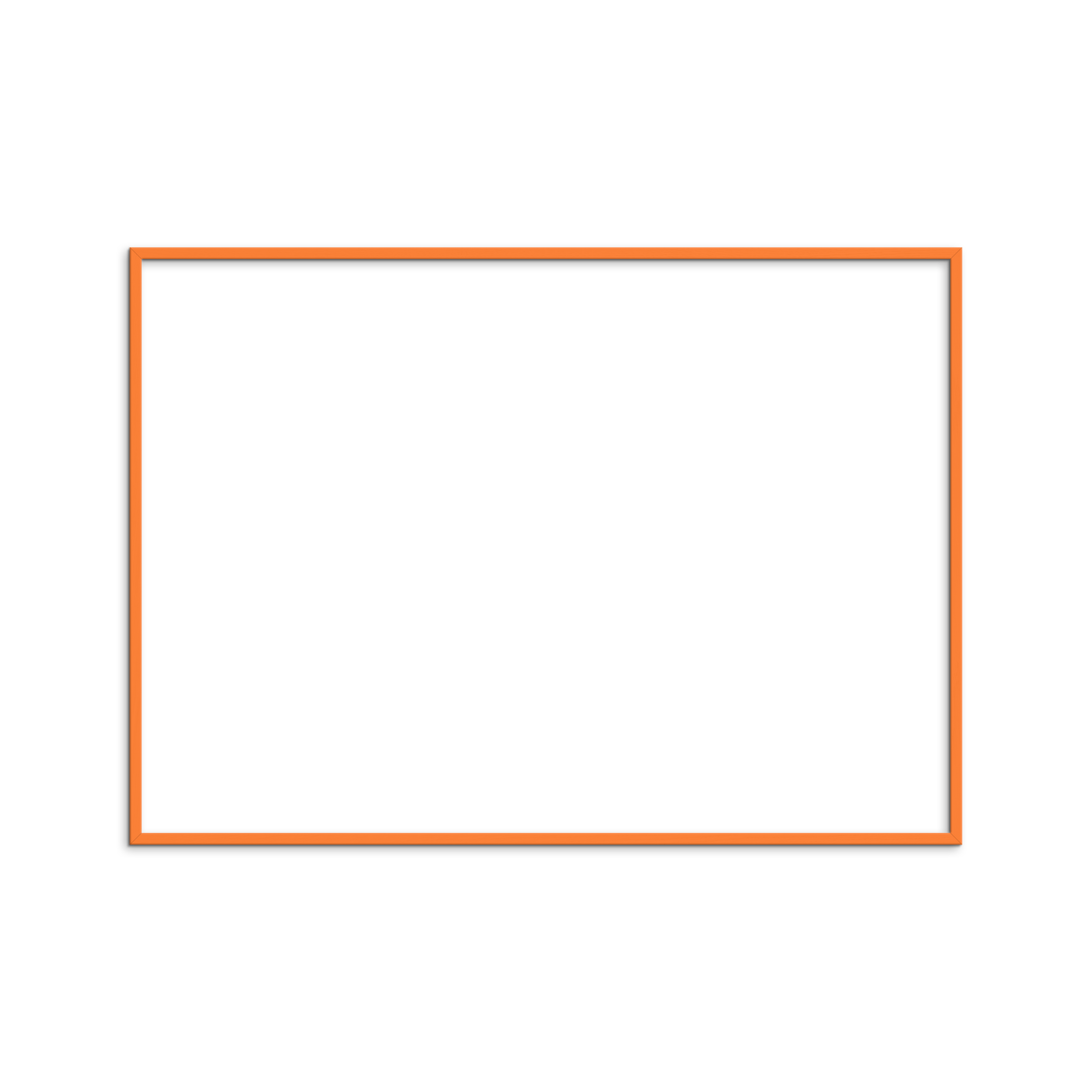 Orange træramme i landskabsformat med sort baggrund.