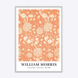 William Morris plakat med "Wild Tulip" design i en hvid træramme.