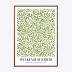William Morris plakat med grønne pileblade, indrammet i mørk naturtræsramme.