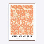 William Morris plakat med titlen "Wild Tulip" i en mørk naturtræsramme.
