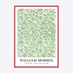 William Morris plakat med "Willow Bough" design i en rød træramme.