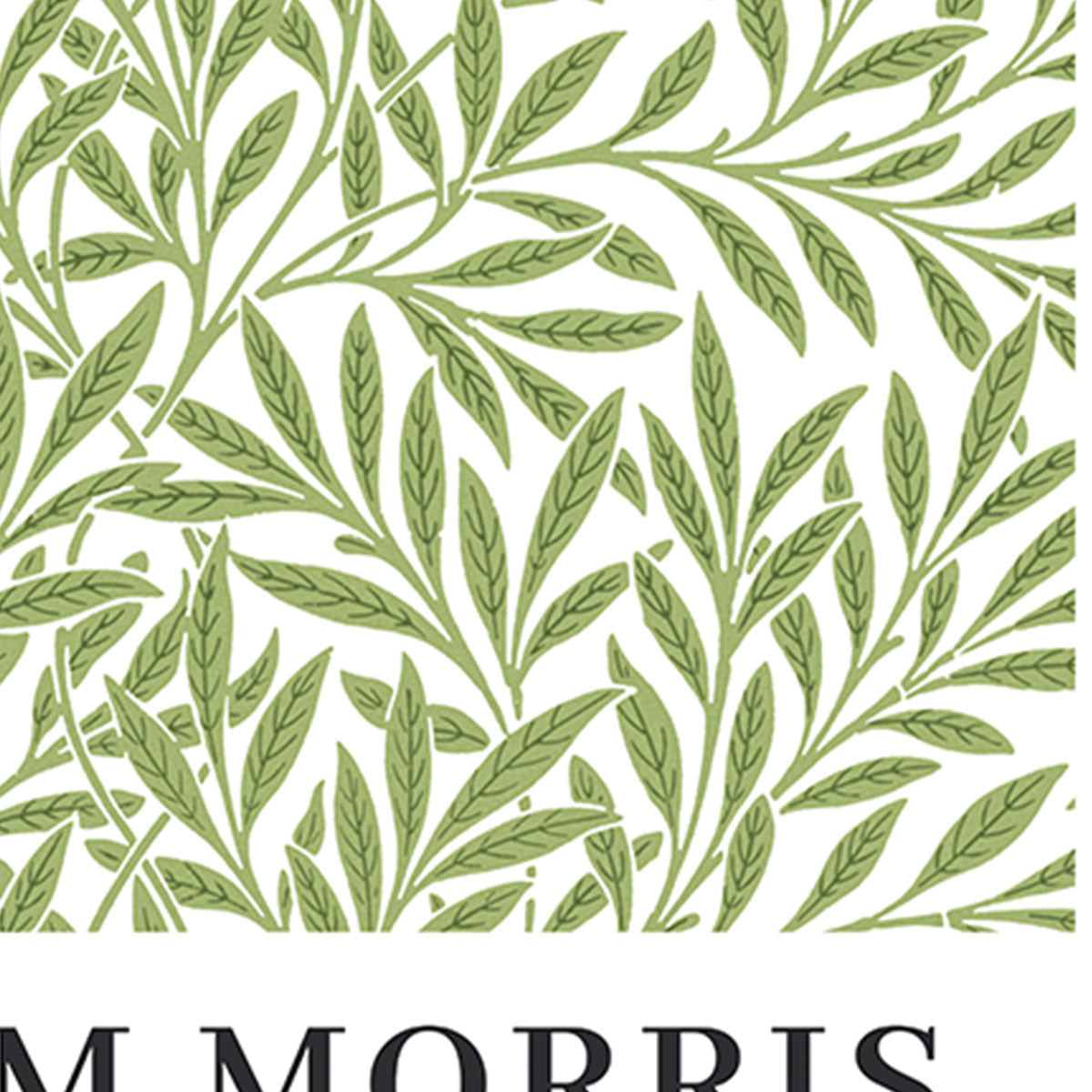 William Morris plakat med grønt bladmønster.