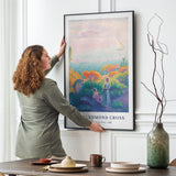 Plakat af maleriet Two Women by the Shore i sort ramme på væg i stue