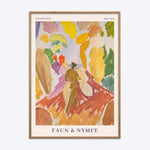 Edvard Weie Faun og Nymfe plakat i egetræsramme