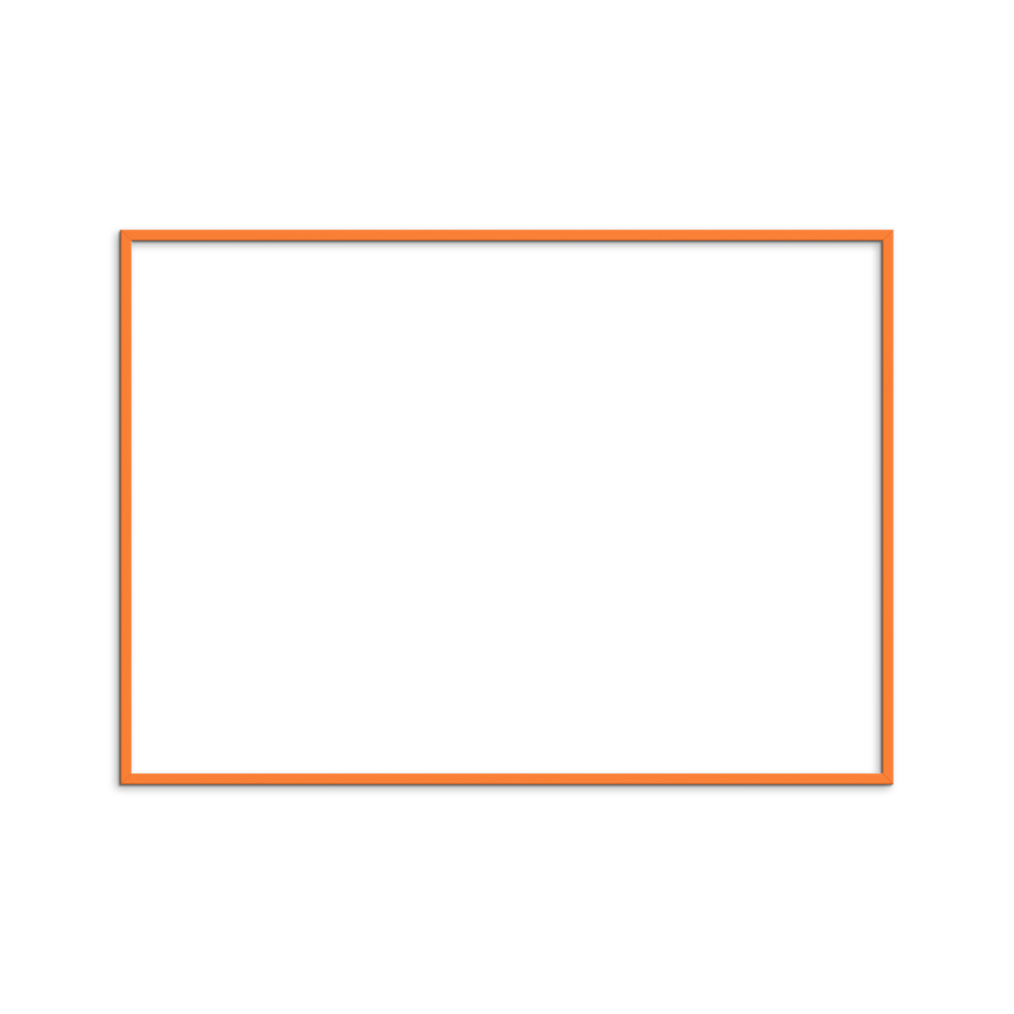 Orange træramme i landskabsformat med sort baggrund.