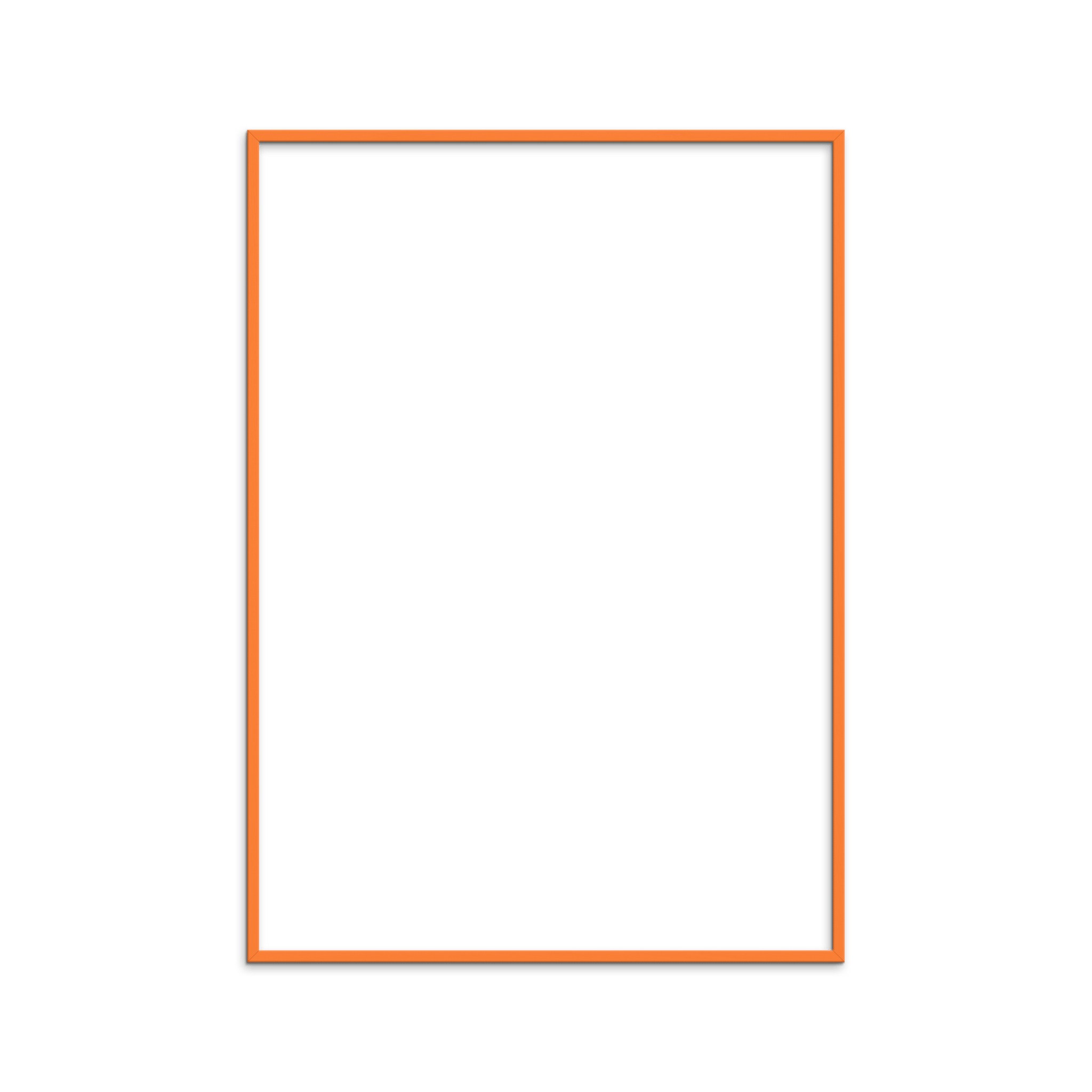 Billede af en orange træramme til portræt, set forfra.