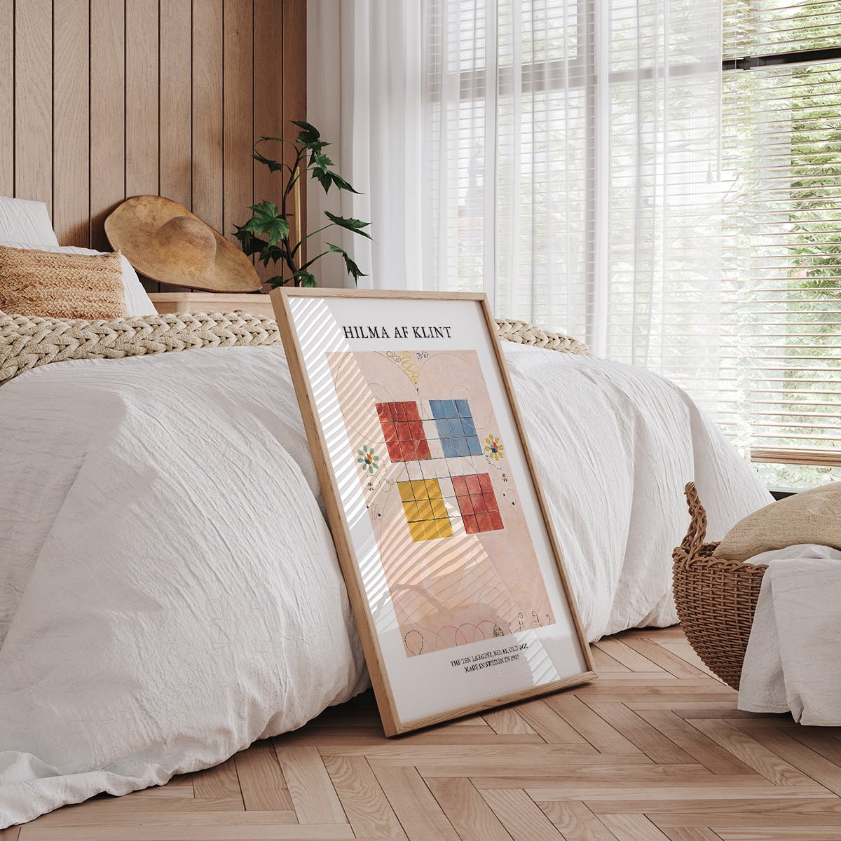 Plakat af Hilma af Klints værk "The Ten Largest, No. 10" med abstrakte former og farver, ideel til moderne indretning.