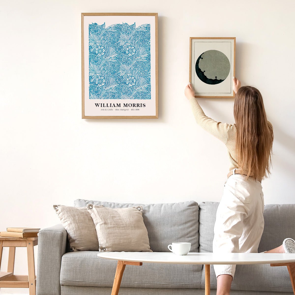 Plakat med kunstnerisk månemotiv fra Shin Bijutsukai, perfekt til moderne indretning og vægdekoration.
