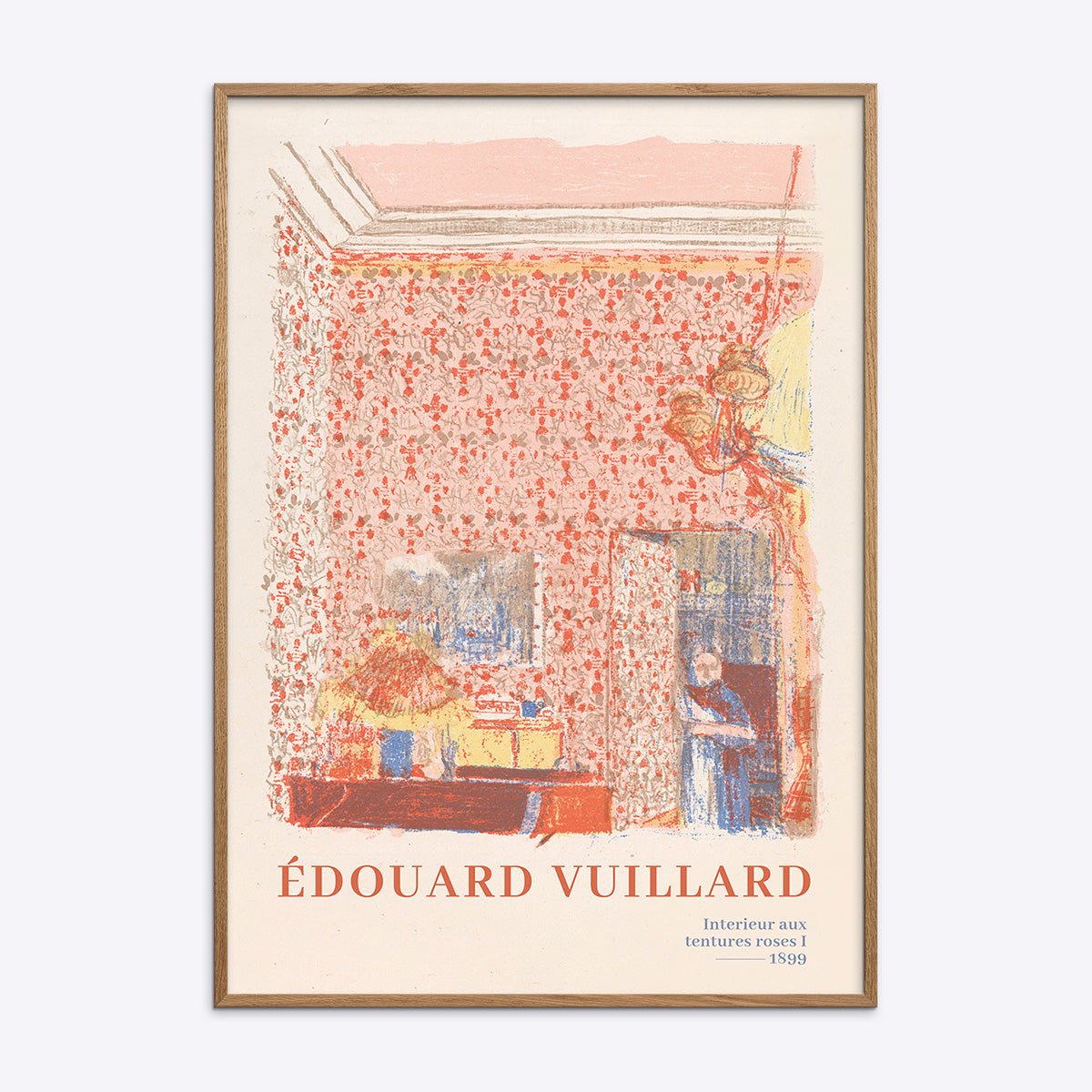 Edouard Vuillard Interieur aux tentures roses I kunstplakat indrammet i en naturlig egetræsramme.