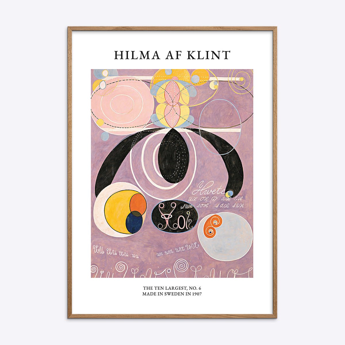 Hilma af Klint plakat, The Ten Largest No 6, i naturtræsramme.