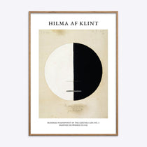 Plakat af Hilma af Klint med motivet Buddhas Standpoint in the Earthly Life No. 3 i naturlig træramme.