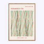 Abstrakt japansk kunstplakat Intersect af Furuya Korin i ramme af massivt egetræ.