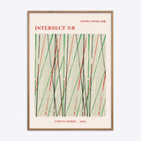 Abstrakt japansk kunstplakat Intersect af Furuya Korin i ramme af massivt egetræ.