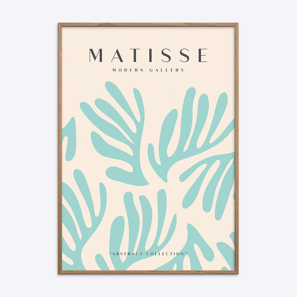 Matisse Modern Gallery NO16 plakat i egetræsramme med lyseblå abstrakte organiske former.