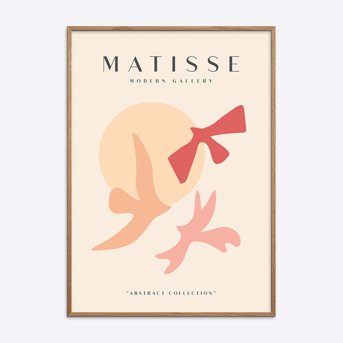 Matisse Modern Gallery NO11 plakat med abstrakte fugle figurer i natur egetræsramme.