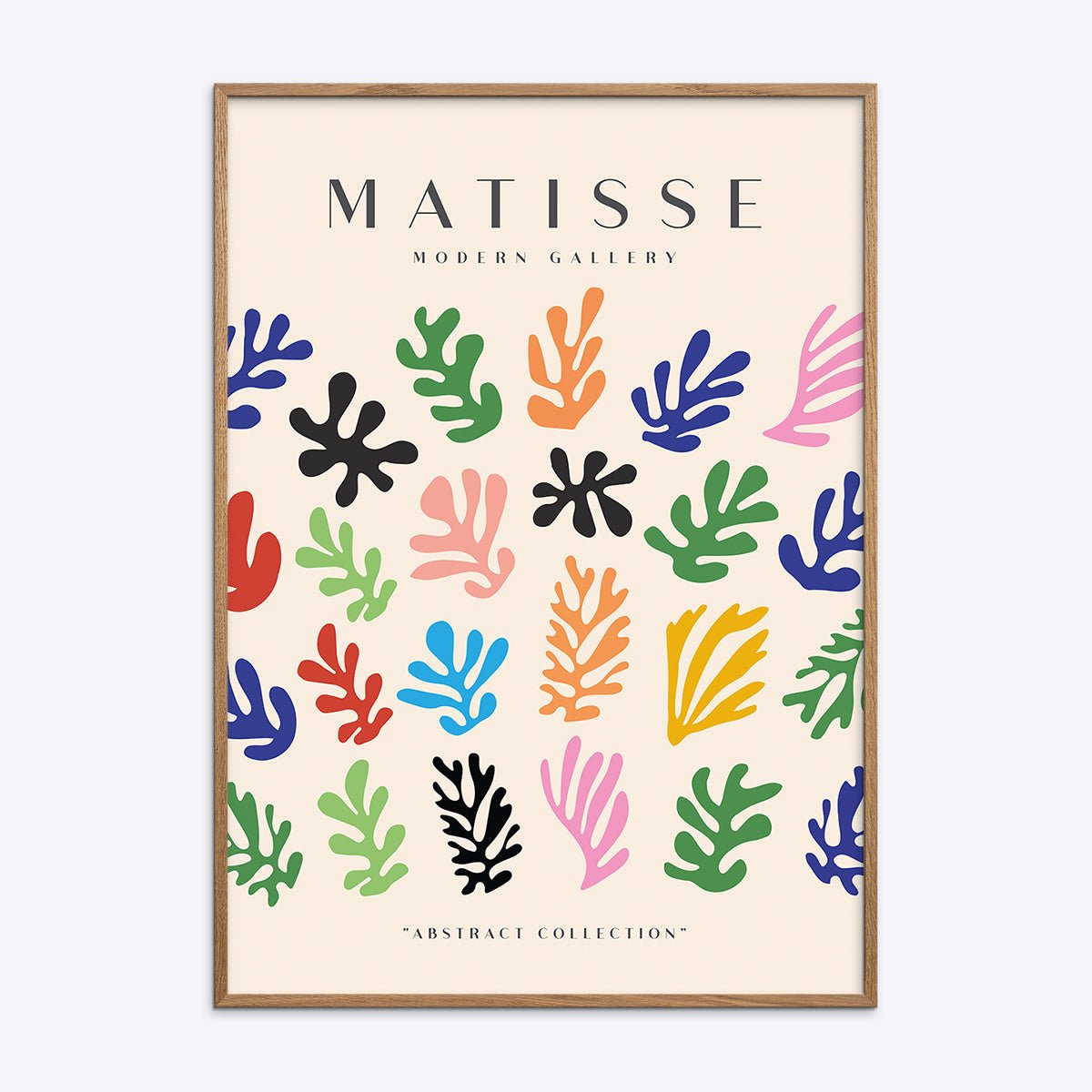 Matisse Modern Gallery NO20 plakat i egetræsramme med farverige abstrakte organiske former.