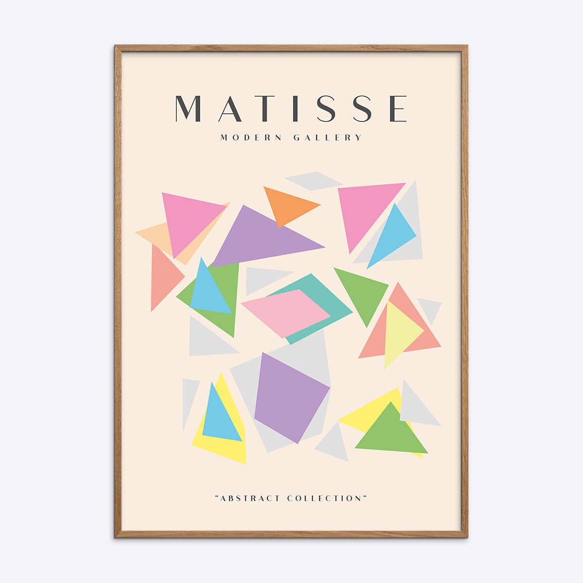 Matisse Modern Gallery NO22 plakat i egetræsramme med farverige geometriske trekanter i moderne stil.