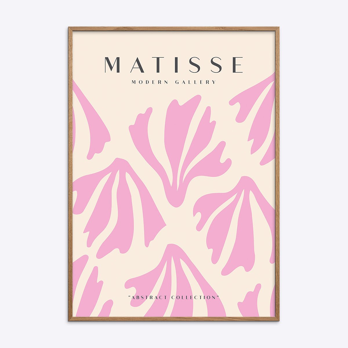 Matisse Modern Gallery NO15 plakat i egetræsramme med lyserøde abstrakte organiske former.