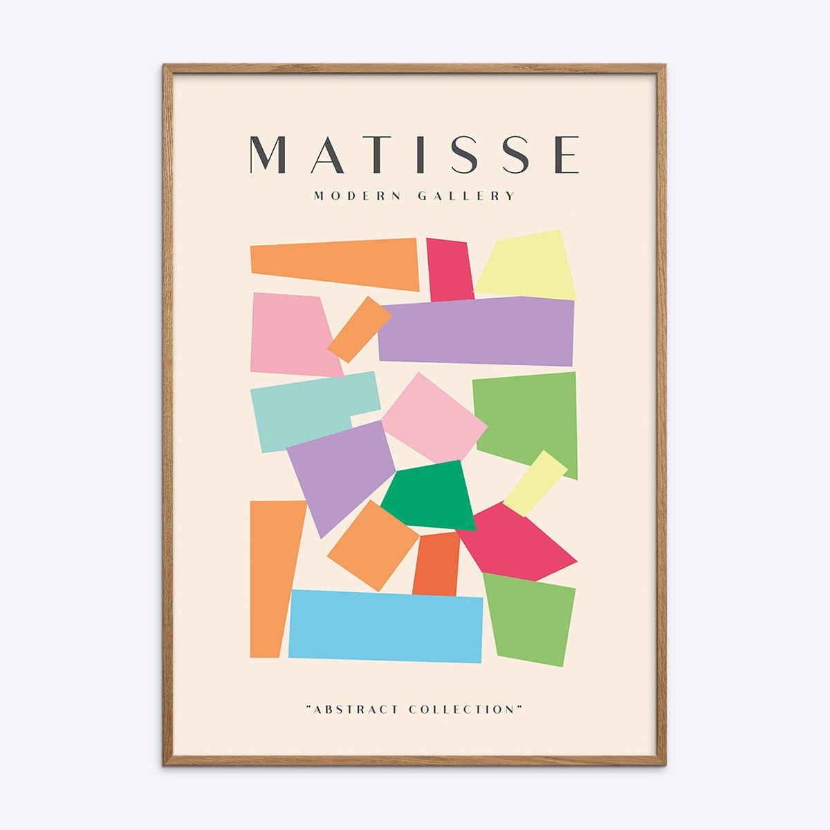 Matisse Modern Gallery NO8 abstrakt plakat med farverige former i en flot egetræsramme.