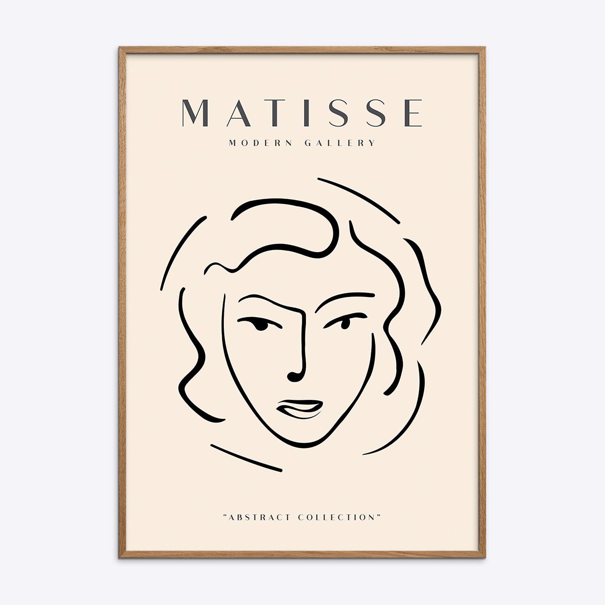 Matisse Modern Gallery plakat med abstrakt ansigt i en flot natur egetræsramme fra Poster Society.