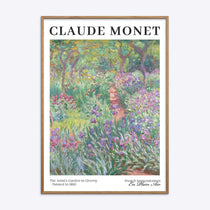 Claude Monet kunstplakat med "The Artist's Garden in Giverny" i træramme.
