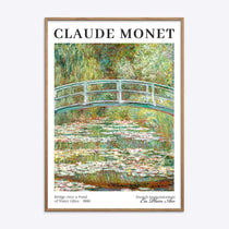 Claude Monet bro over åkandebassin, fransk impressionisme plakat i træramme.