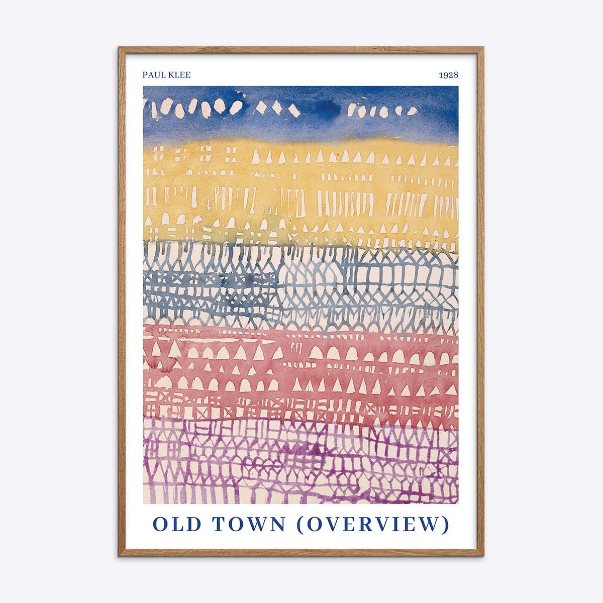 Paul Klee Old Town Overview plakat i elegant egetræsramme