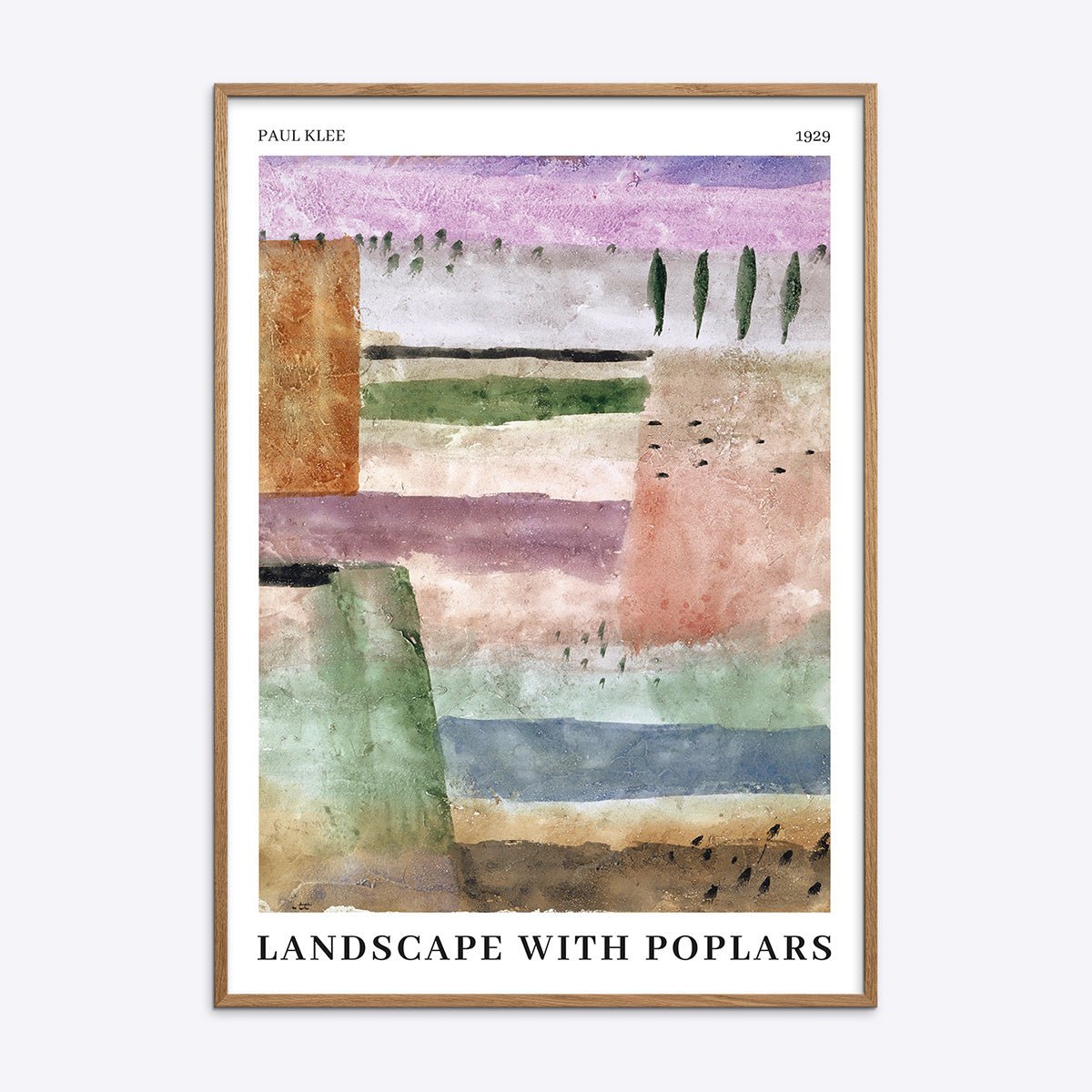 Paul Klee Landscape with Poplars i egetræsramme