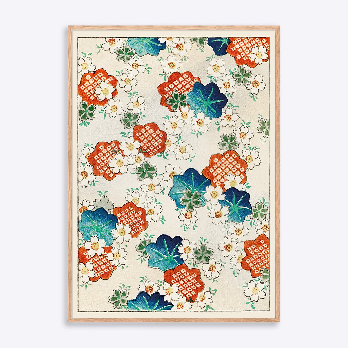 Plakat med motiv af morgenfrue i naturtræramme fra Shin Bijutsukai, ideel til kunstelskere og boligindretning.