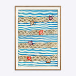 Plakat med elegant japansk kunst i naturlig træramme, Shin Bijutsukai-stil, tilføjer sofistikeret flair til din indretning.