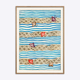 Plakat med elegant japansk kunst i naturlig træramme, Shin Bijutsukai-stil, tilføjer sofistikeret flair til din indretning.