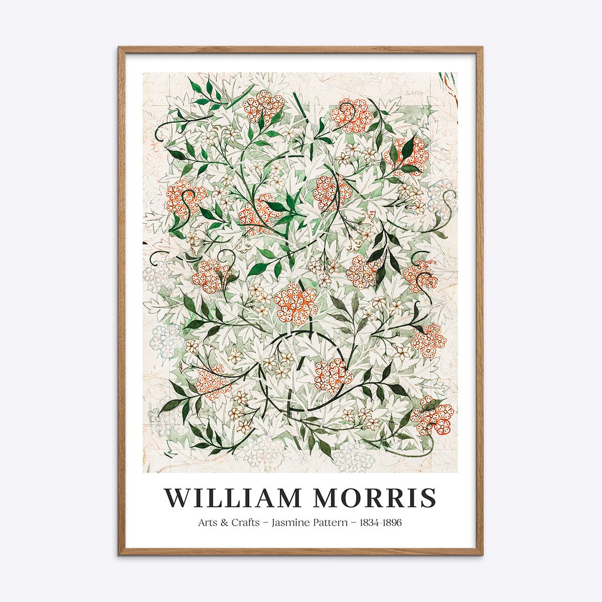 William Morris Jasmine Pattern plakat i naturtræsramme.