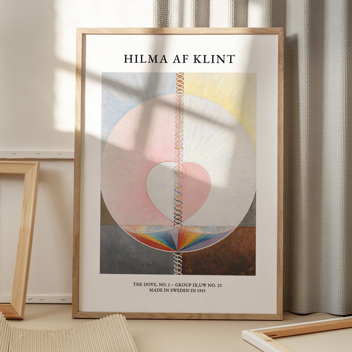Plakat af Hilma af Klints The Dove No. 1 med abstrakte former og farver, perfekt til moderne indretning.