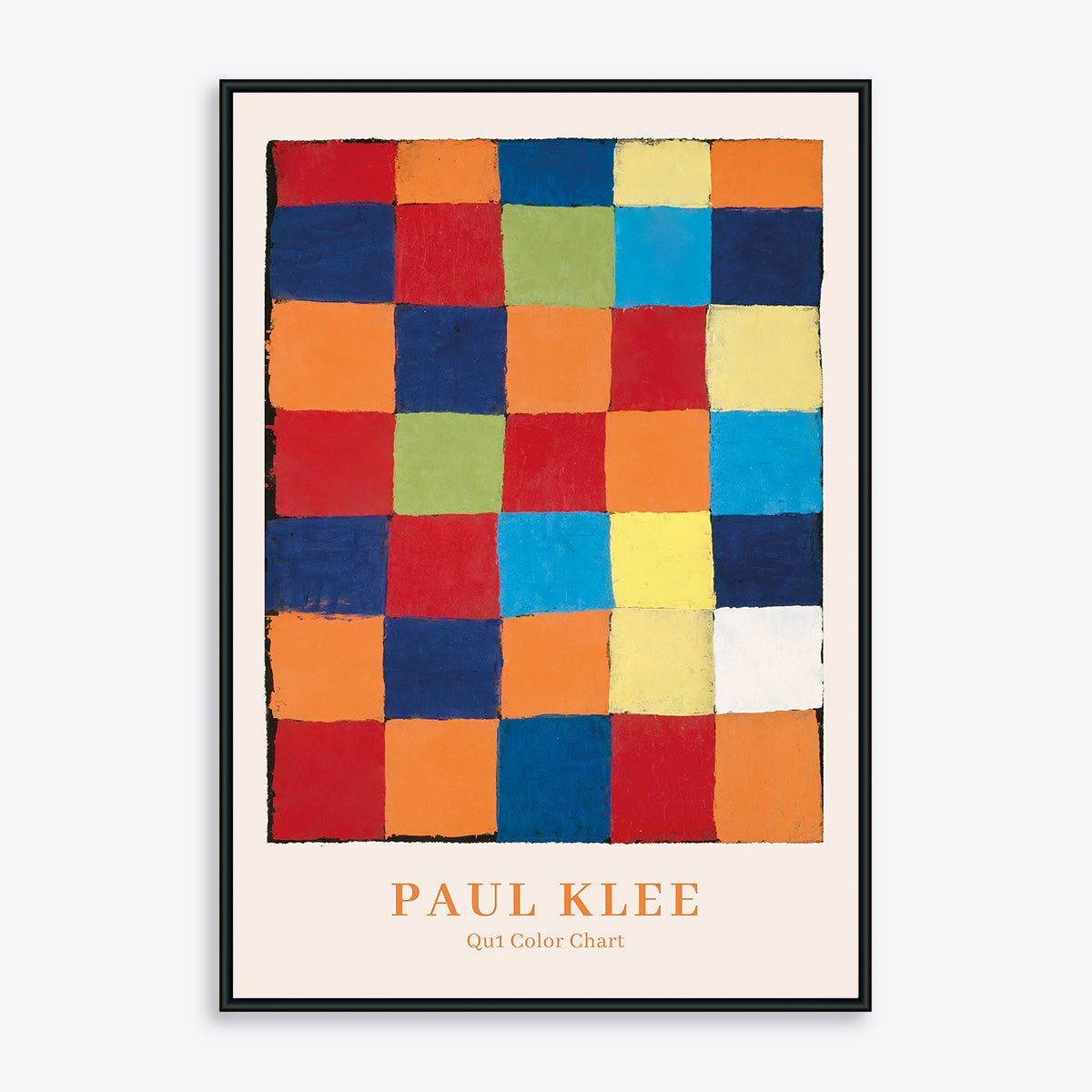 Farverig plakat Paul Klee Qu1 Color Chart i sort ramme